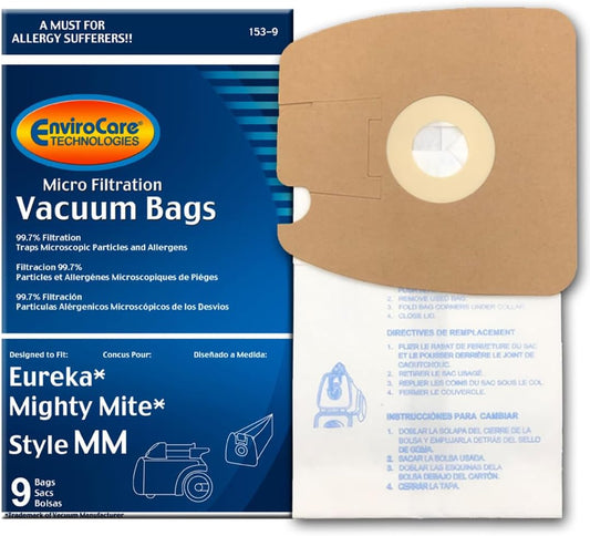 EnviroCare Replacement Micro Filtration Vacuum Bags made to fit Eureka Style MM Eureka Mighty Mite 3670 and 3680 Series Canisters 9 Bags